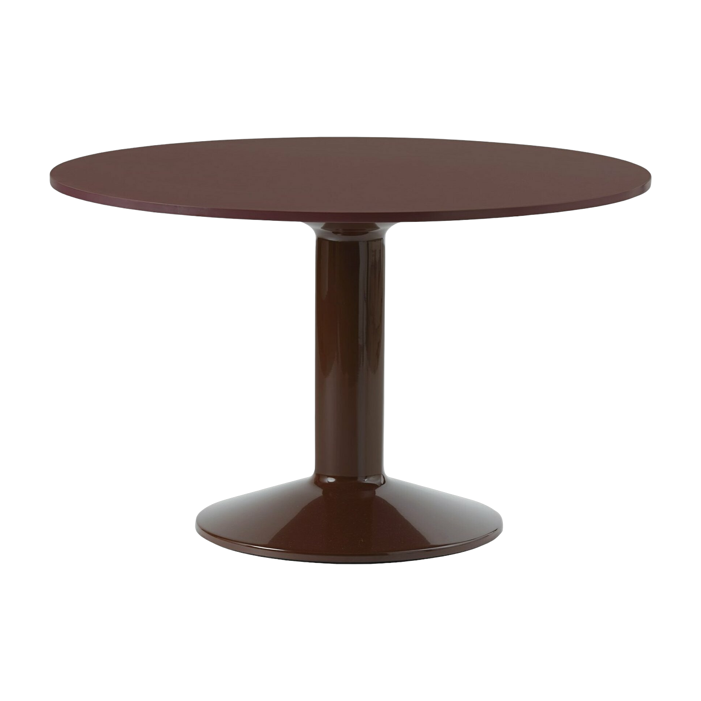 Table à manger ronde en linoléum et acier rouge 120 cm Midst - Muuto