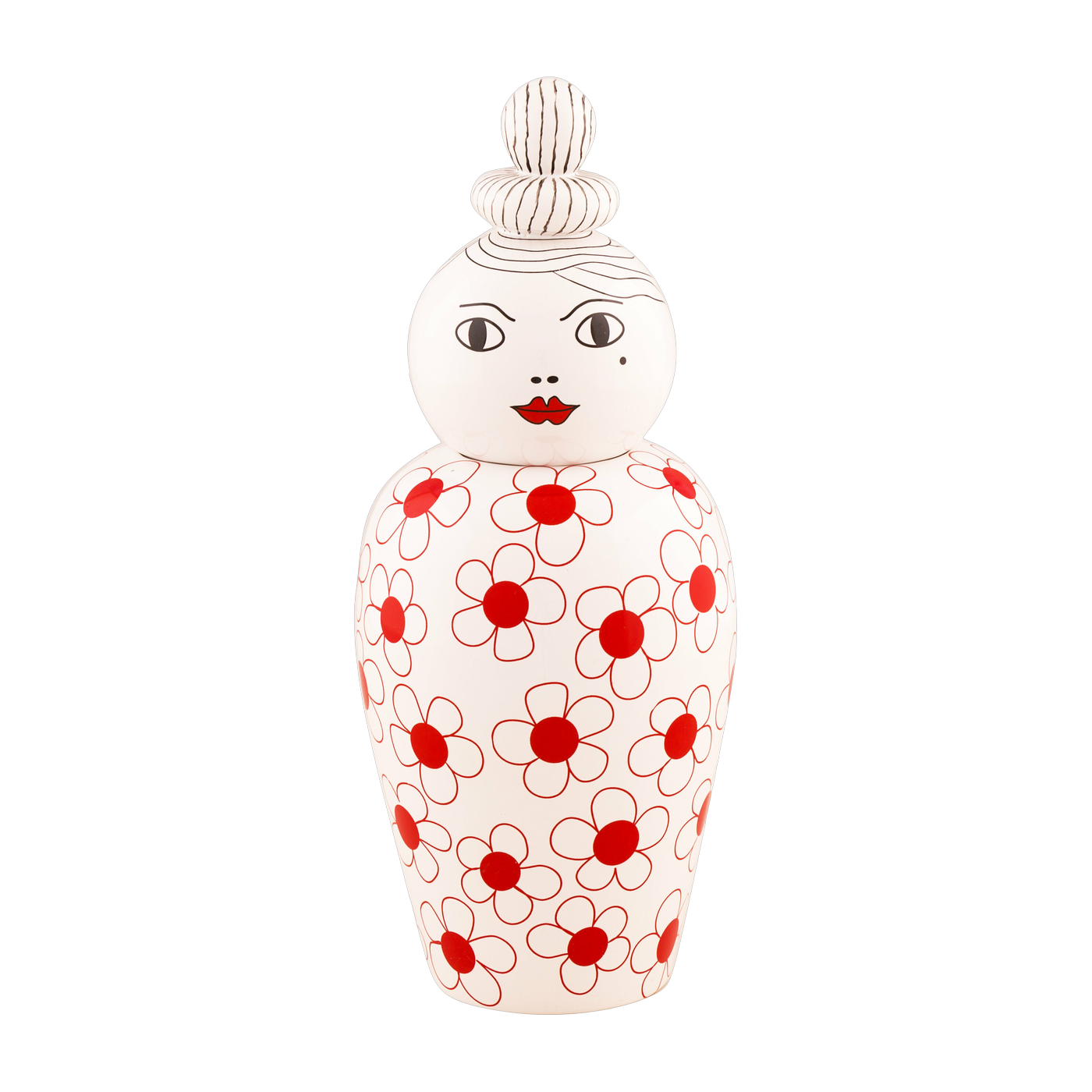 Vase bambola con coperchio rosso 17 x 25 cm Canopie Pepa - Seletti