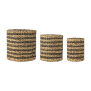 3 Paniers ronds en jacinthe d'eau marron Lillja - Bloomingville
