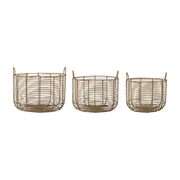 3 Paniers ronds en polyrotin naturel Mekkel - Bloomingville