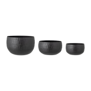3 maceteros de metal negro Abisha - Bloomingville