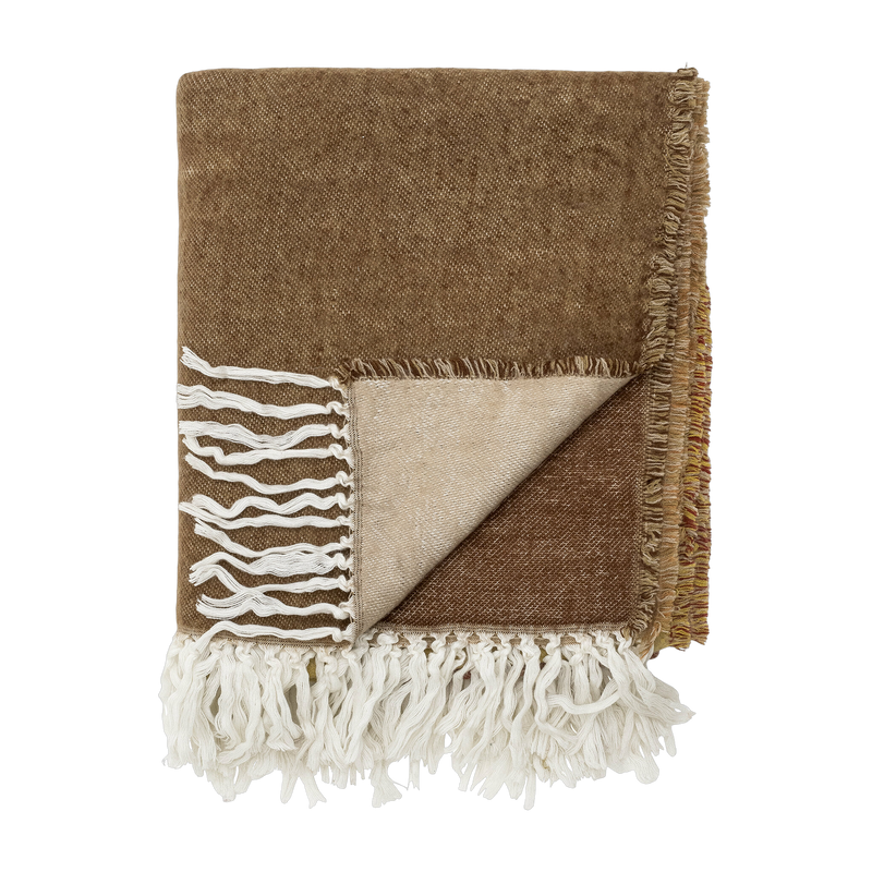 plaid en acrylique marron Ara Throw - Bloomingville