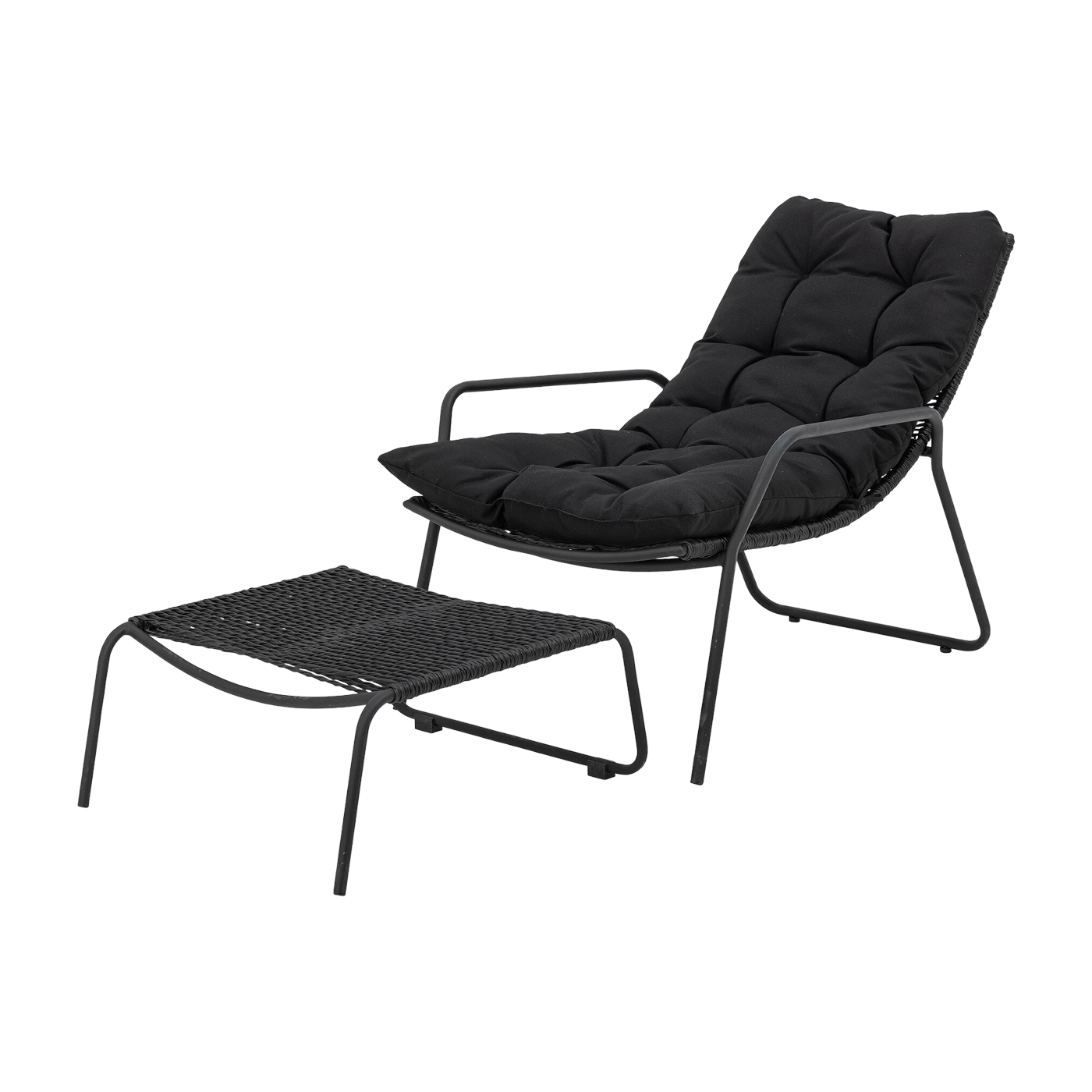 Boel Chaise Longue Avec Tabouret Noir Métal - Bloomingville