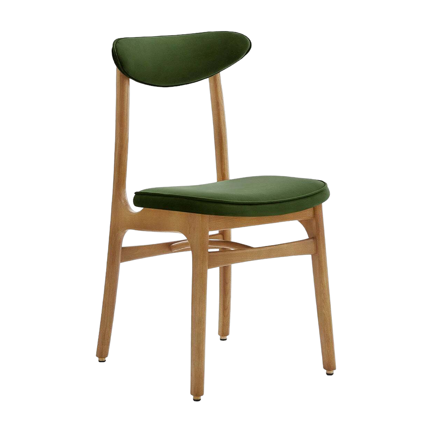 Chaise en velours vert turtle et frêne nature 52 x 45 Série 200-190 - 366 Concept