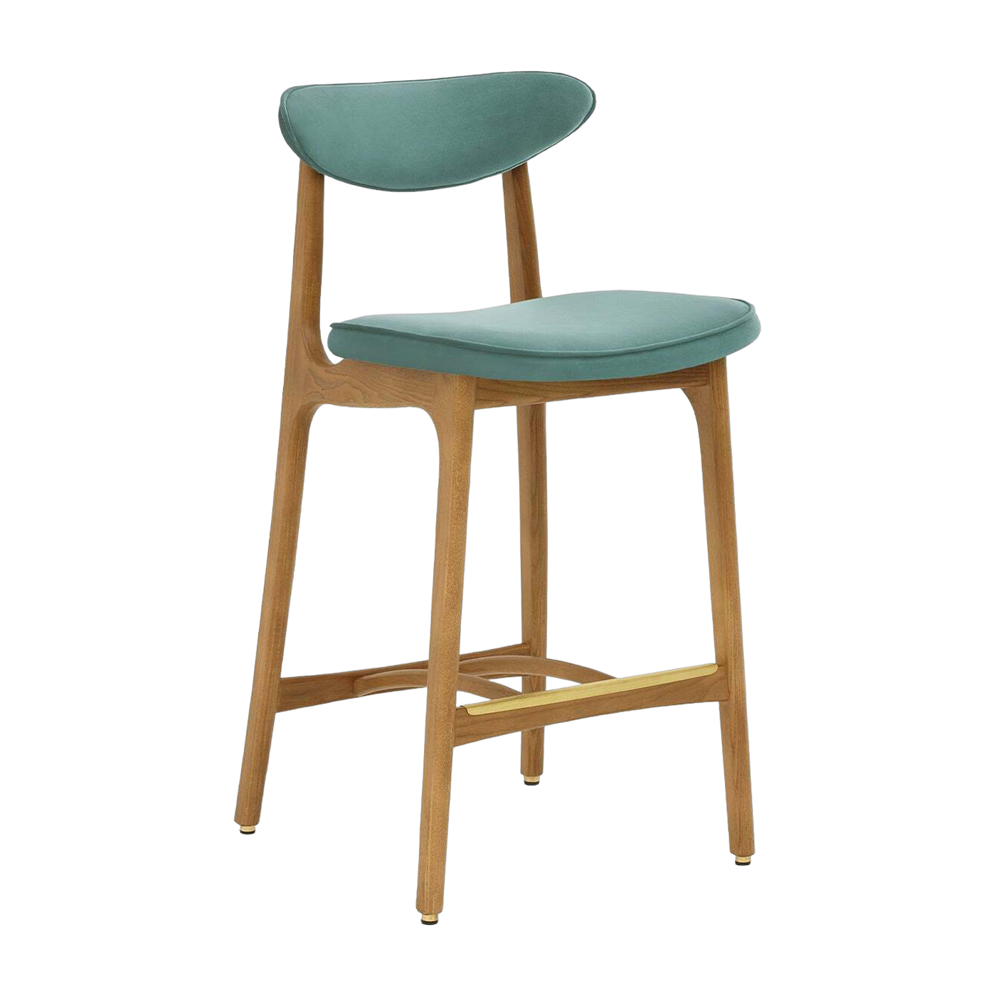 Barhocker S/65 Velvet Mint Natural Wood - 366 Concept