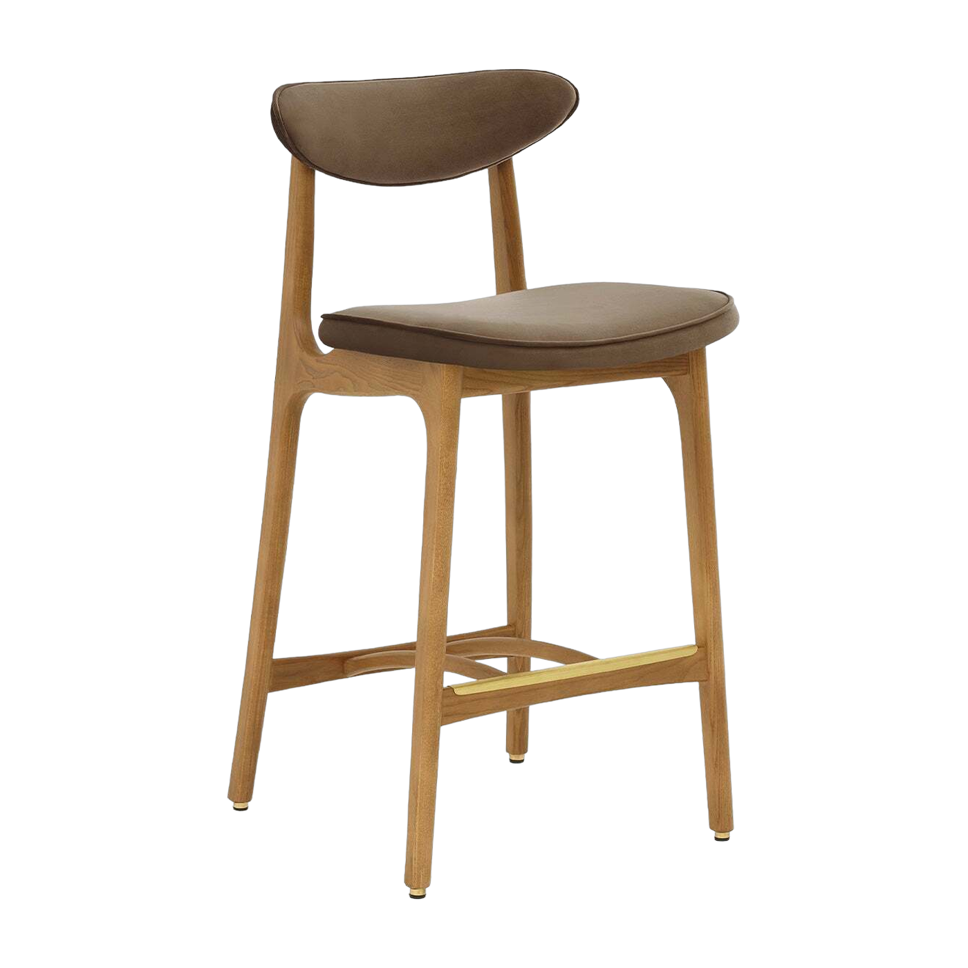Barhocker S/65 Shine Velvet Taupe Natural Wood - 366 Concept