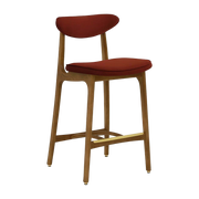 Sgabello da bar S/65 Velvet Red Brick Dark Wood - 366 Concept