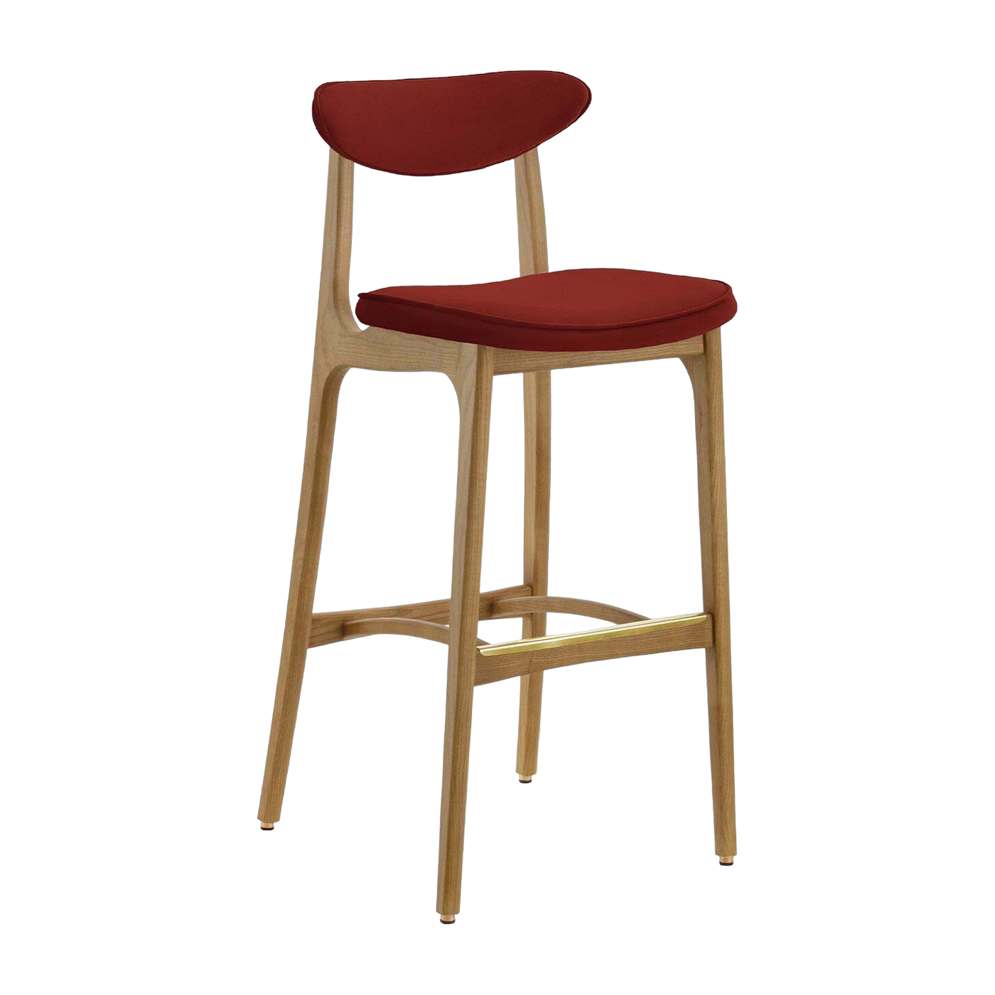 Barhocker M/75 Velvet Red Brick Natural Wood - 366 Concept