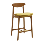 Bar Stool S/65 Mix Shine Velvet Mustard Dark Wood - 366 Concept