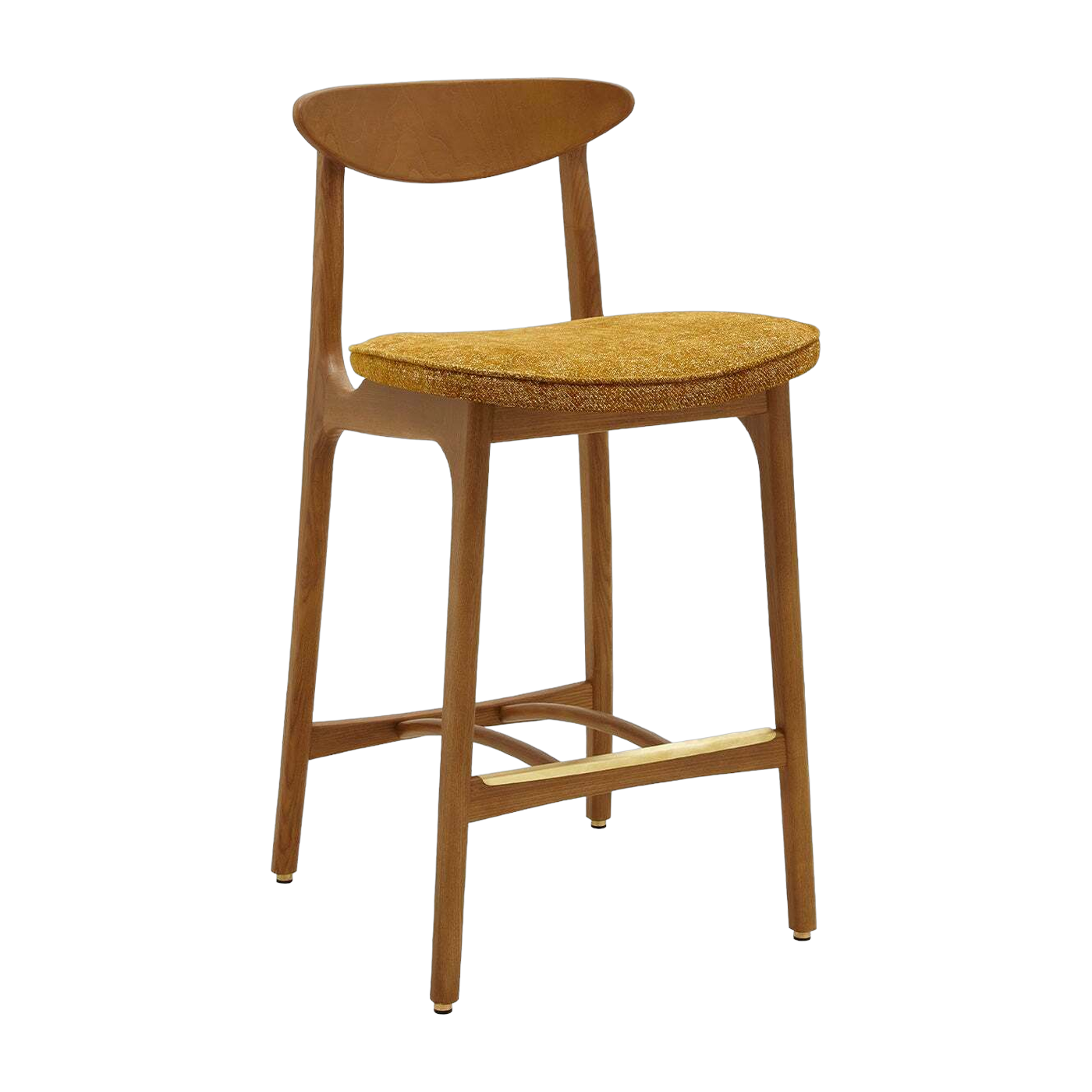 Chaise de bar en marbre moutarde et frêne foncé 65 cm Série 200-190 Mix - 366 Concept