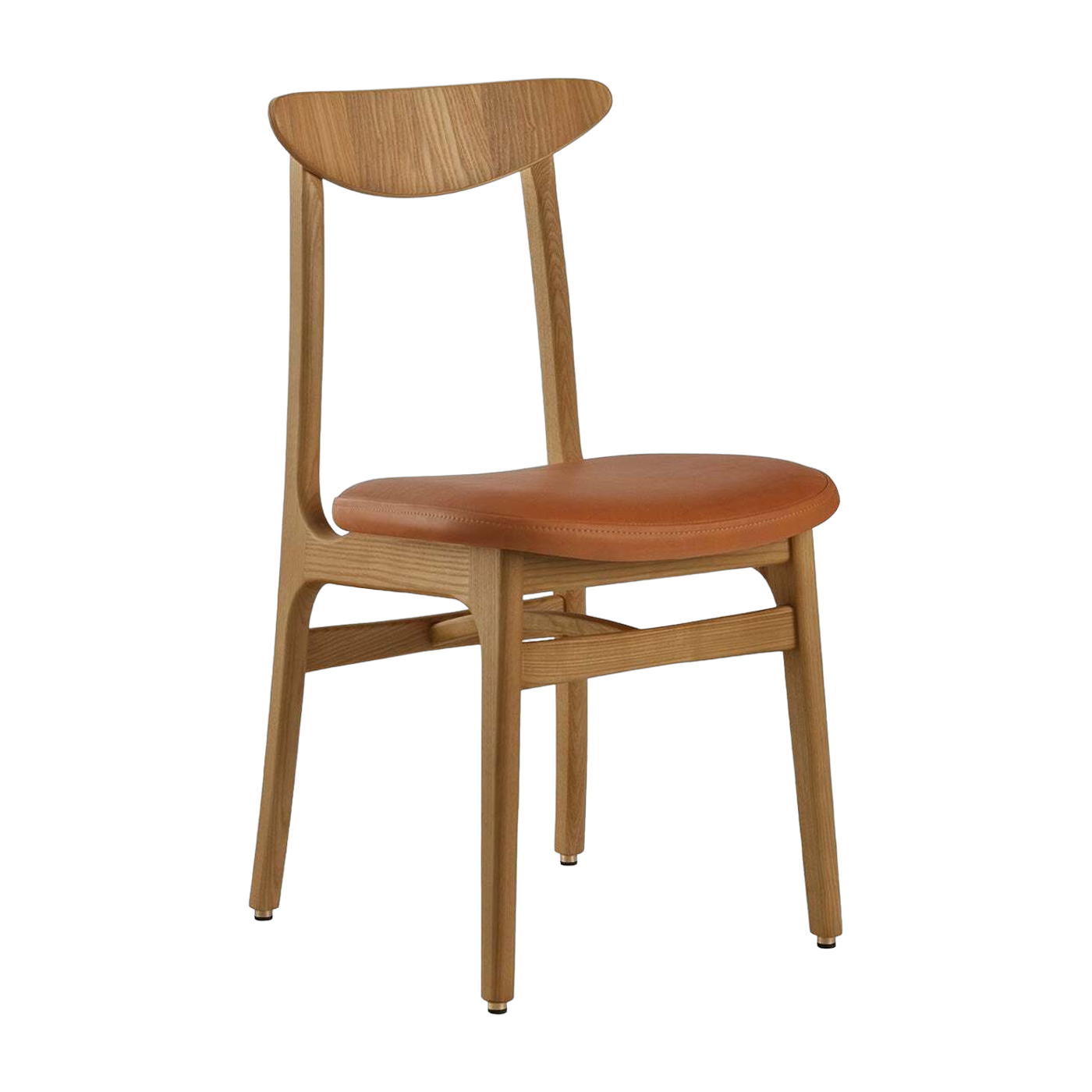 Chaise en cuir naturel cognac et frêne foncé 52 x 45 Série 200-190 Mix - 366 Concept