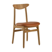 Sedia Mix Natural Pelle Cognac Dark Wood - 366 Concept