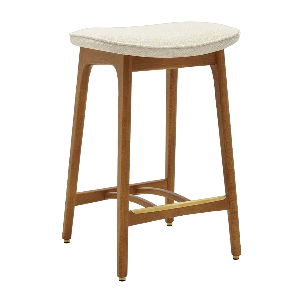 Tabouret de bar en tissu bouclé crème et frêne foncé 65 cm Série 200-190 - 366 Concept