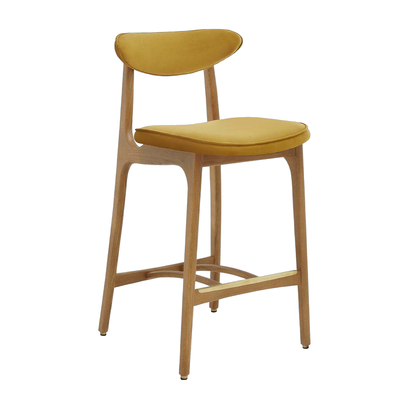 Barhocker S/65 Shine Velvet Mustard Natural Wood - 366 Concept