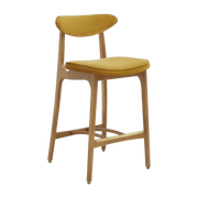 Barhocker S/65 Shine Velvet Mustard Natural Wood - 366 Concept