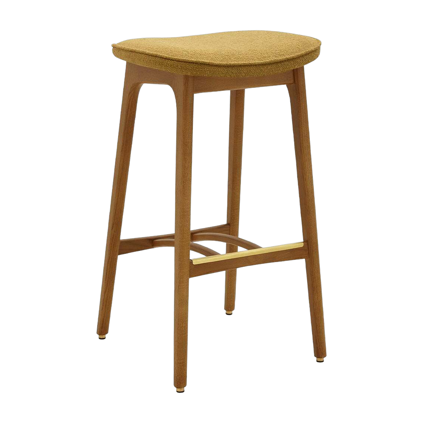 Tabouret de bar en tissu bouclé moutarde et frêne foncé 75 cm Série 200-190 - 366 Concept