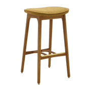 Tabouret de bar en tissu bouclé moutarde et frêne foncé 75 cm Série 200-190 - 366 Concept