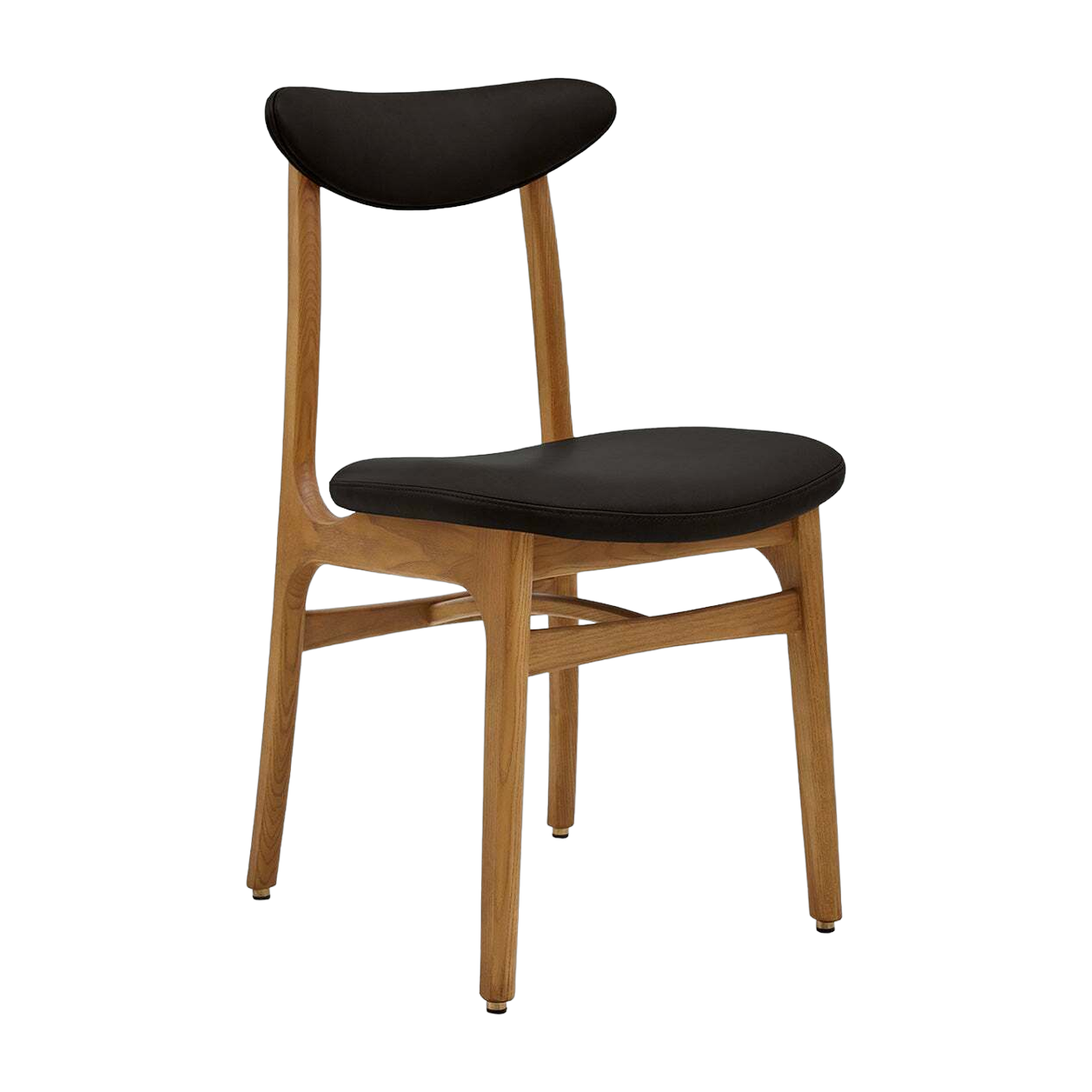 Stuhl Natural Leder Black Dunkel Wood - 366 Concept