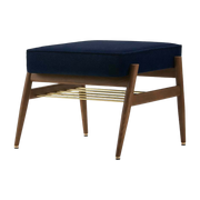 Fox Footrest Velvet Indigo Dark Wood - 366 Concept