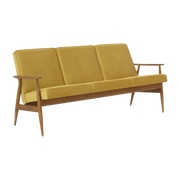 Fox 3-Sitzer Shine Velvet Mustard Dark Wood - 366 Concept
