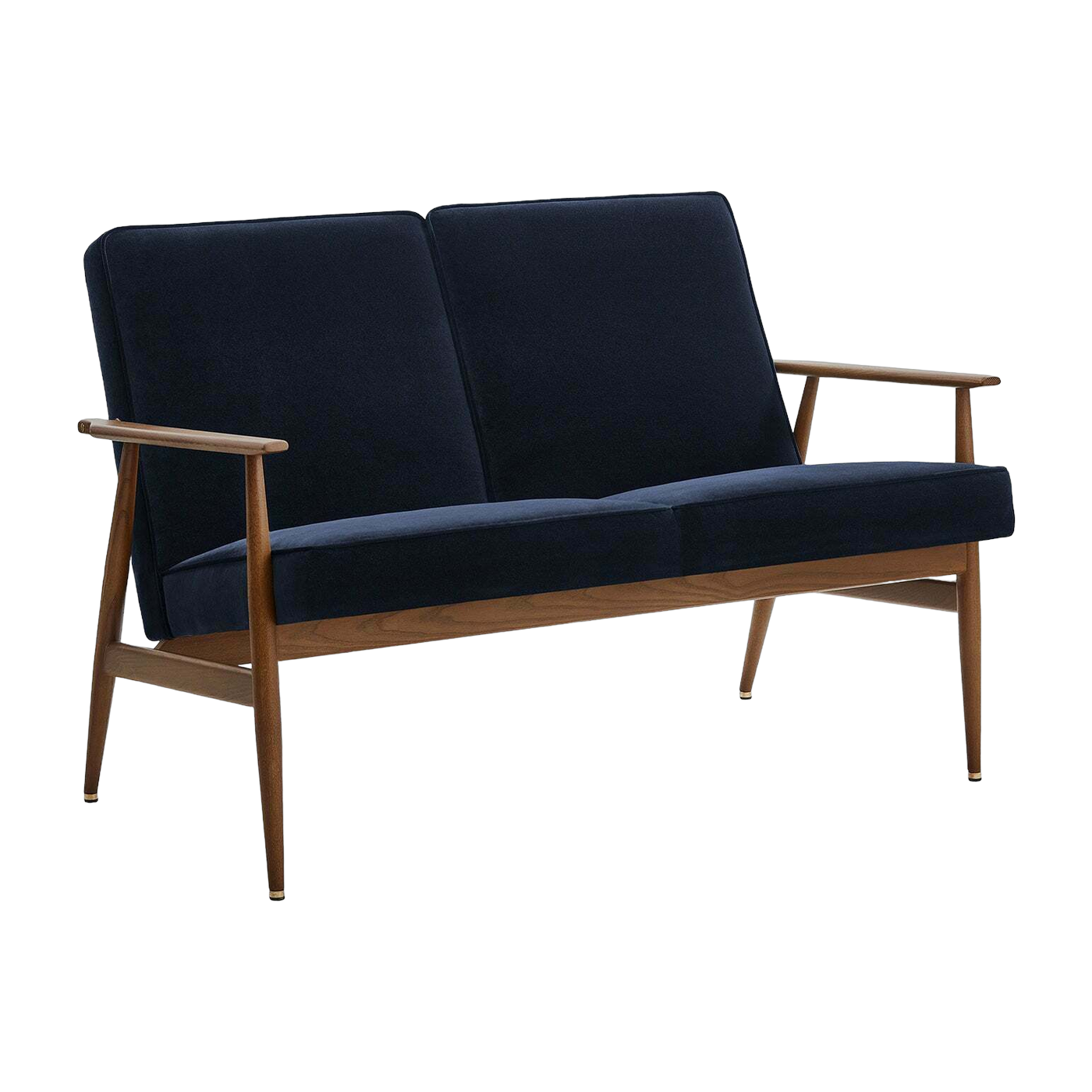 Canapé 2 places en velours indigo et frêne foncé 120 cm Fox - 366 Concept
