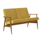 Fox 2-Seater Shine Velvet Mustard Dark Wood - 366 Concept