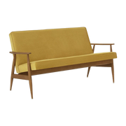 Fox Long Sofa (2 5 Seat) Shine Velvet Mustard Dark Wood - 366 Concept