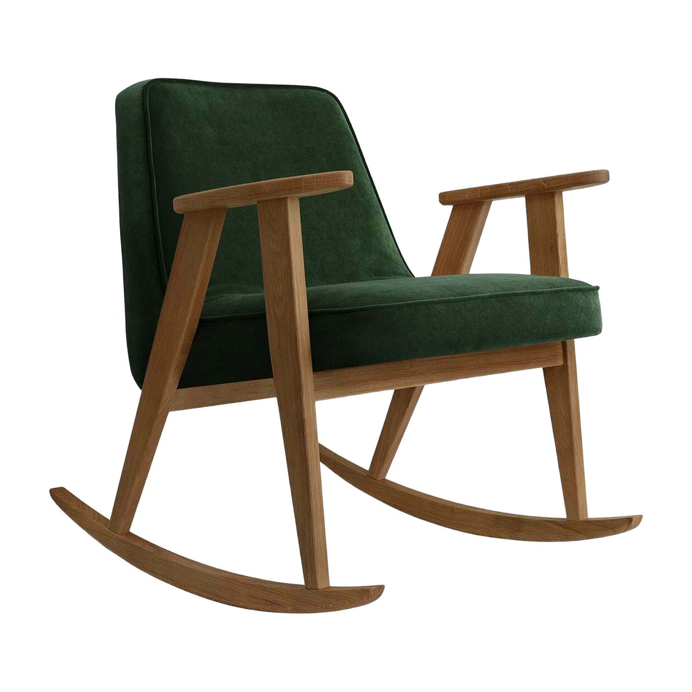 كرسي هزاز من المخمل الأخضر الداكن والبلوط الداكن 70 × 64 سم السلسلة 366 - 366 Concept
