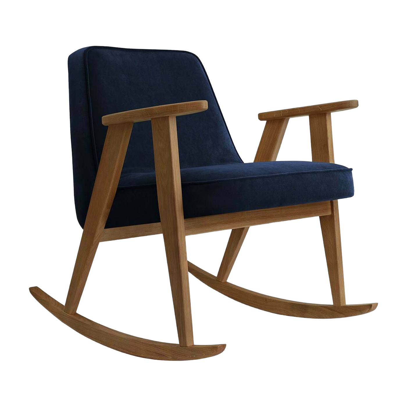كرسي هزاز من المخمل النيلي والبلوط الداكن 70 × 64 سم السلسلة 366 - 366 Concept