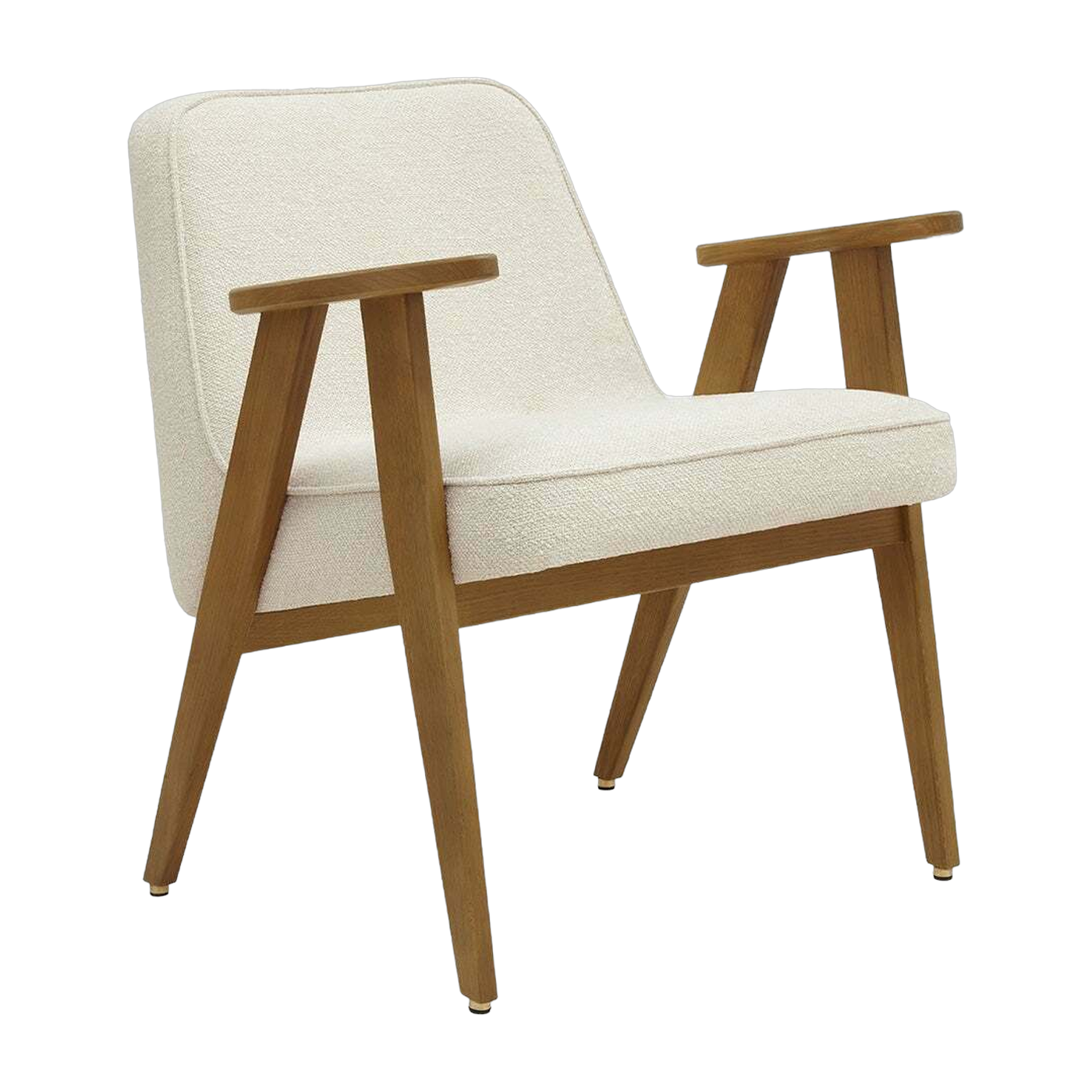 Fauteuil avec accoudoirs en tissu bouclé crème et chêne foncé 53 x 52 cm Série 366 Junior - 366 Concept