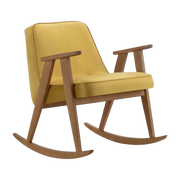 Rocking Chair Shine Velvet Mustard Dark Wood - 366 Concept