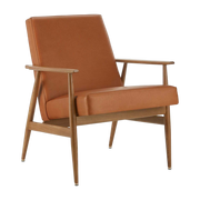 Fox Lounge Chair Natural Leder Cognac Dunkel Wood - 366 Concept