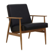 Fox Lounge Chair Natural Leather Black Dark Wood - 366 Concept