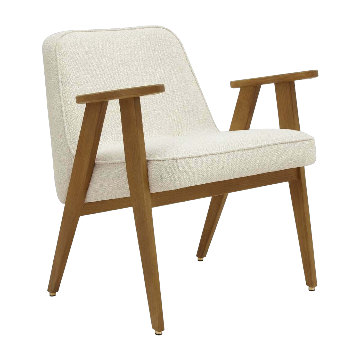 Fauteuil en tissu bouclé crème et chêne foncé 66 x 64 cm Série 366 - 366 Concept
