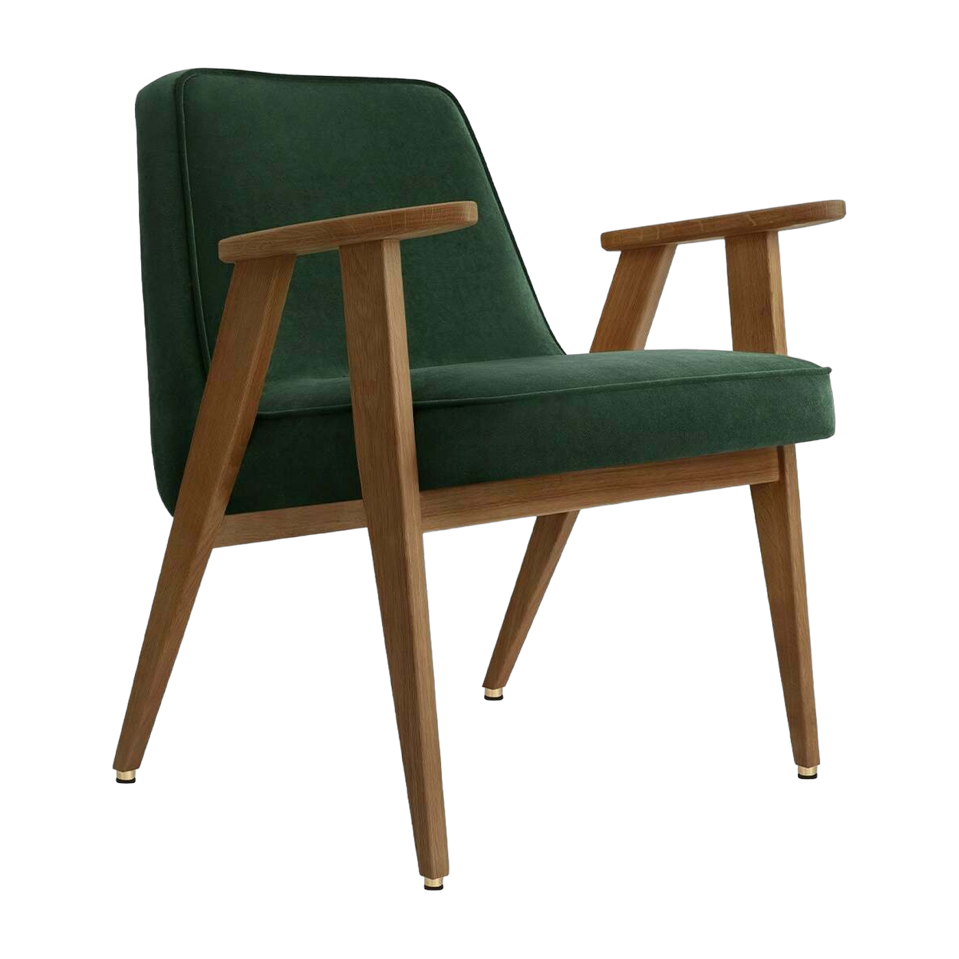Fauteuil en velours vert bouteille et chêne foncé 66 x 64 cm Série 366 - 366 Concept