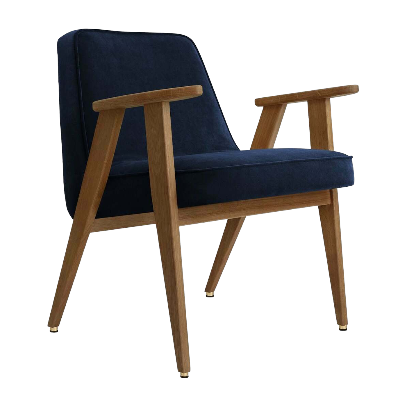Fauteuil en velours indigo et chêne foncé 66 x 64 cm Série 366 - 366 Concept