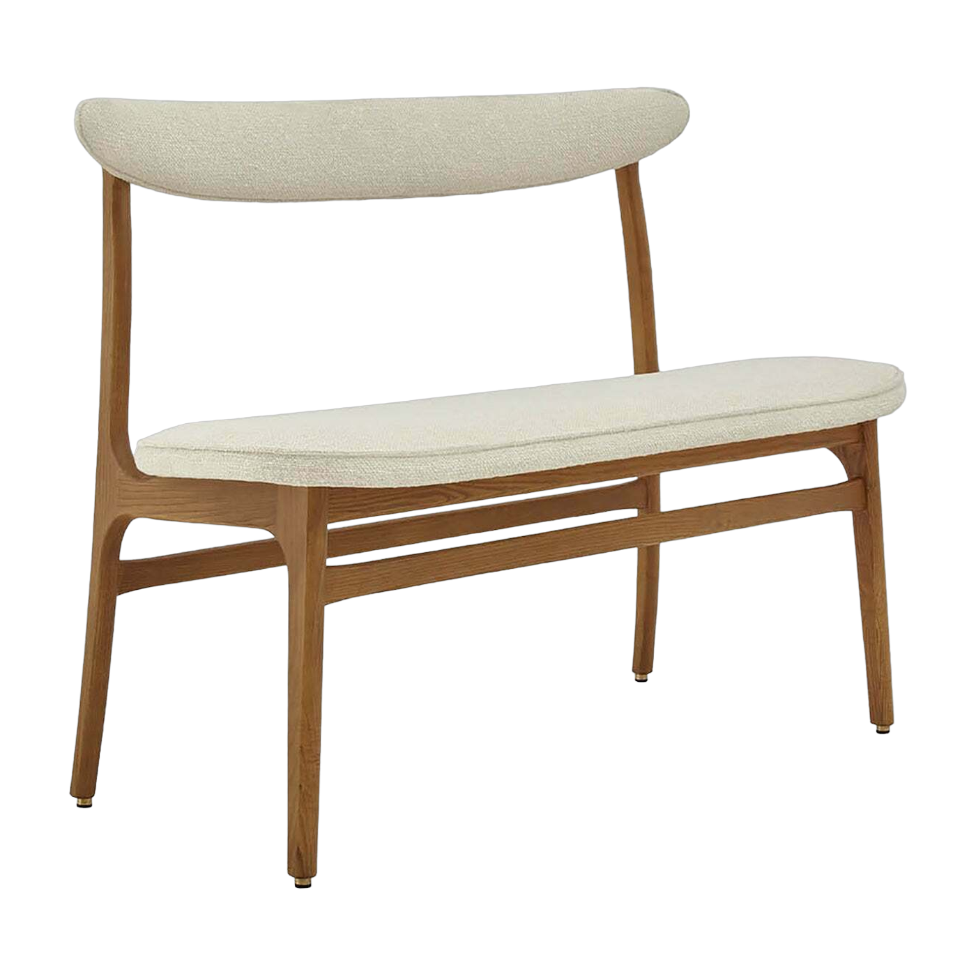Banc en tissu bouclé crème et bois de frêne foncé 52 cm bouclé Série 200-190 - 366 Concept