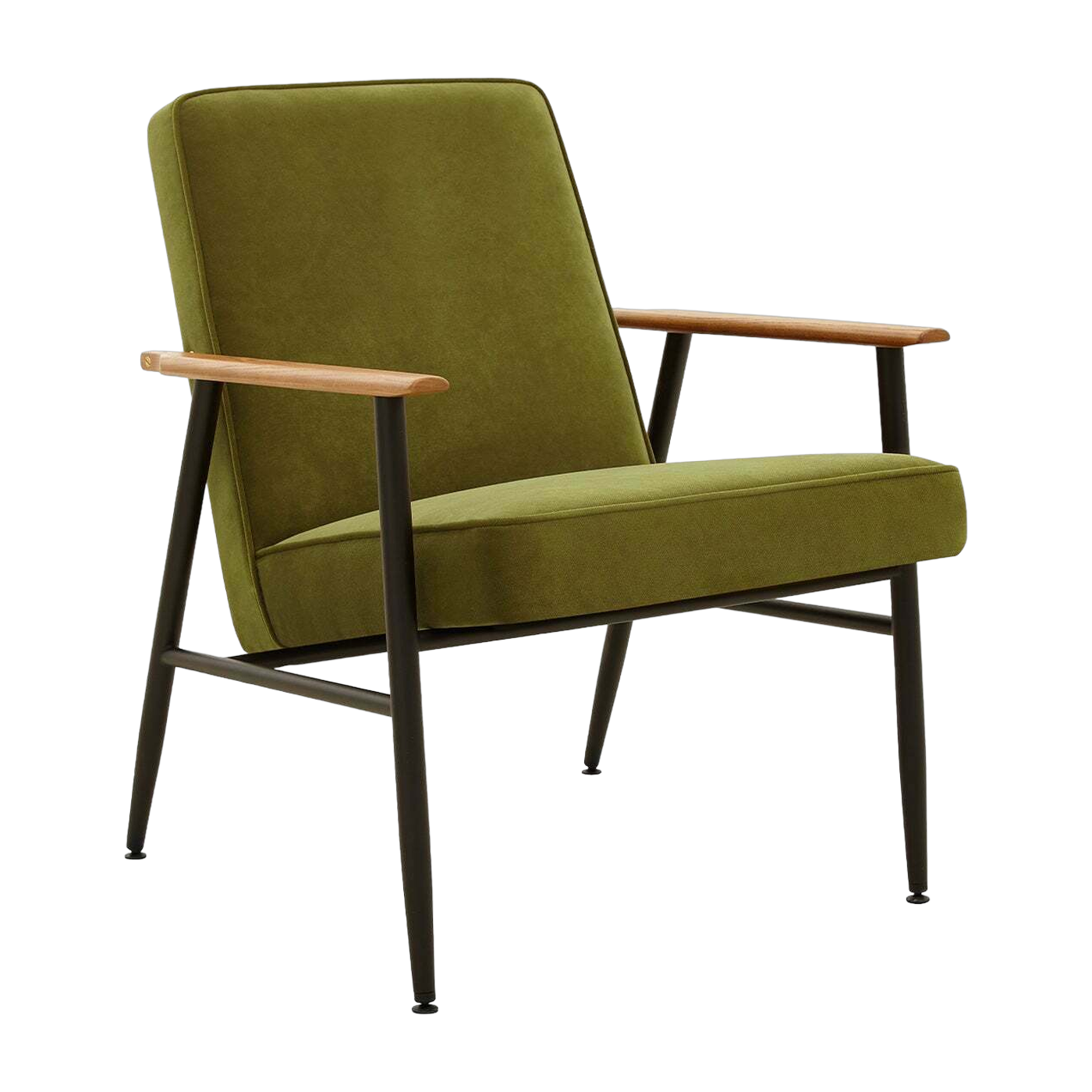 كرسي بذراعين من المخمل الزيتوني والمعدن 70 × 62 سم Fox - 366 Concept