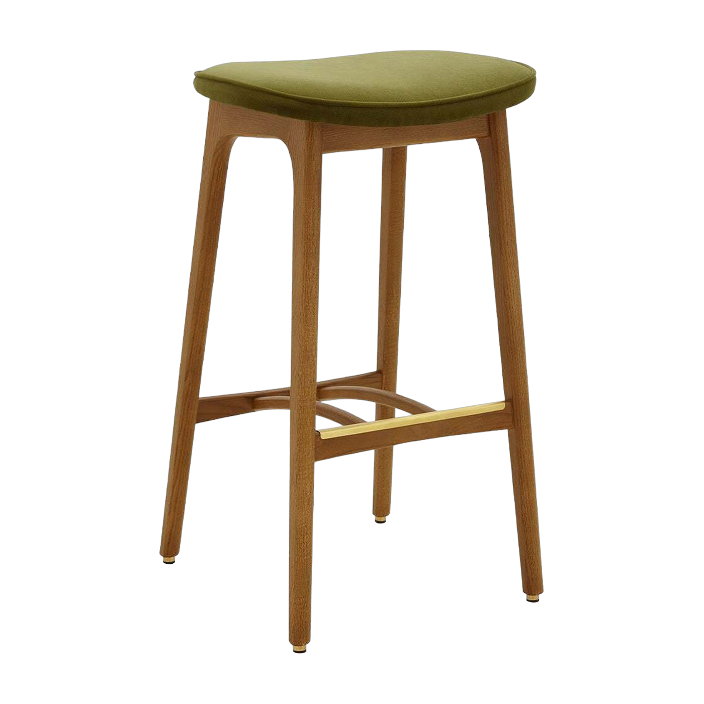 Barhocker Basic M/75 Shine Velvet Mustard Dark Wood - 366 Concept