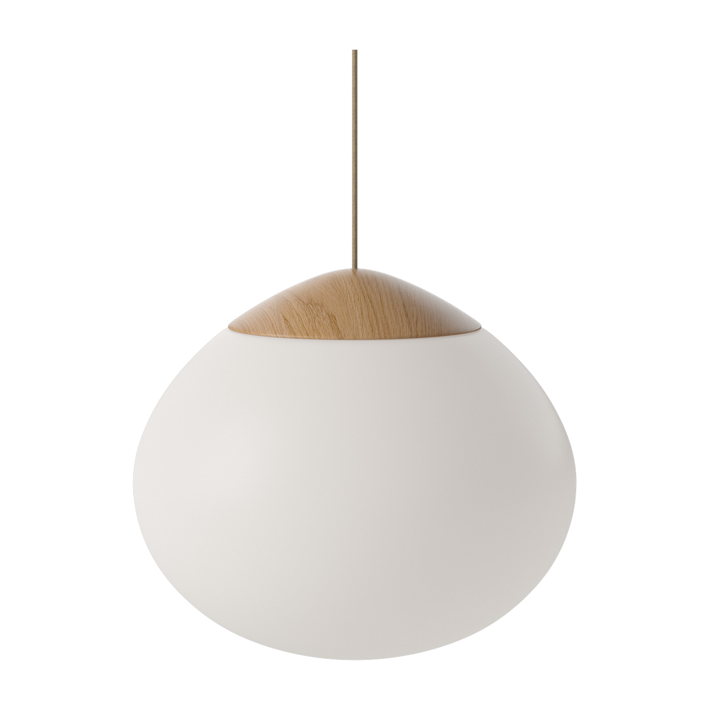 Lámpara colgante en roble aceitado y vidrio opalino blanco 41 cm Acom - Bolia