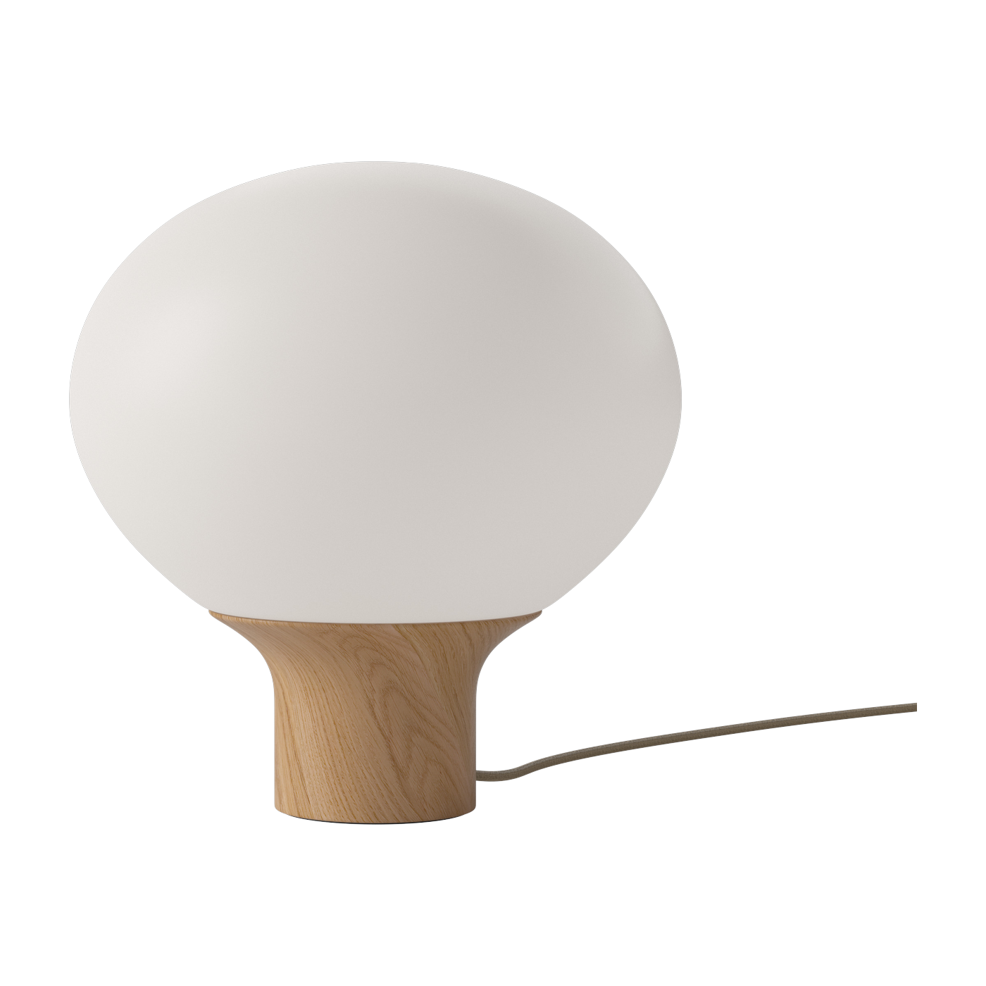 Lampada da tavolo in quercia oliata e vetro opalino bianco 41 cm Acom - Bolia