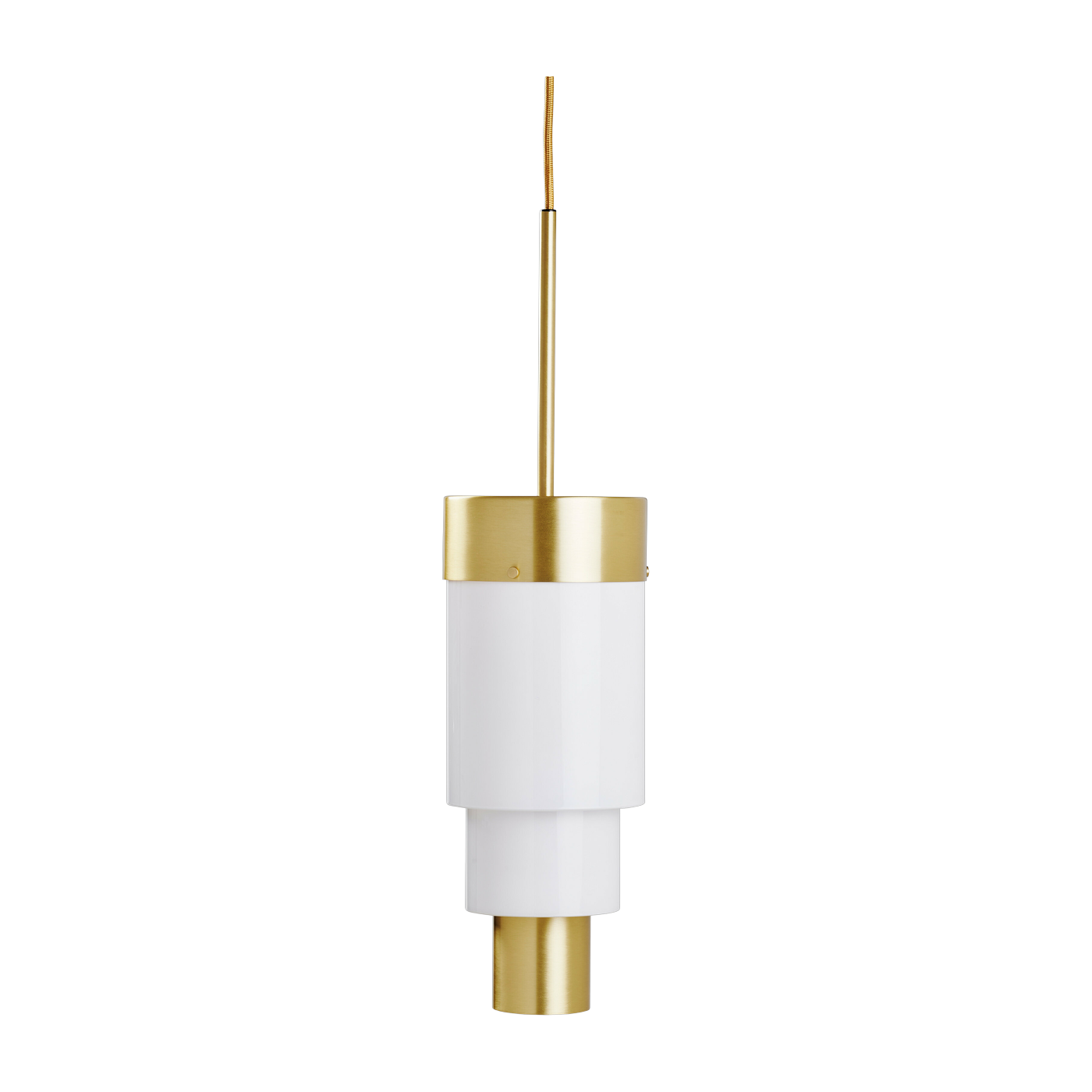 Sospensione in ottone spazzolato e vetro opalescente bianco, 14 cm ASpire - Ebb & Flow
