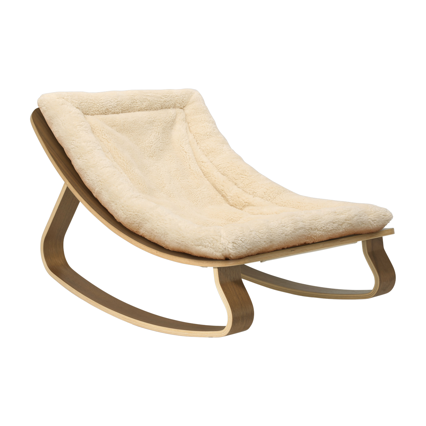 Hamaca de madera de nogal y tela blanca rizada 70 x 45 cm Levo - Charlie Crane
