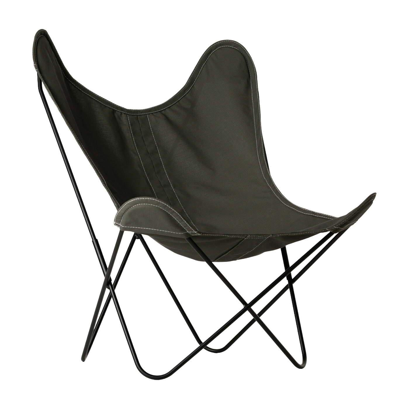 Sillón AA en batyline bajo estructura de madera y acero negro. Airborne