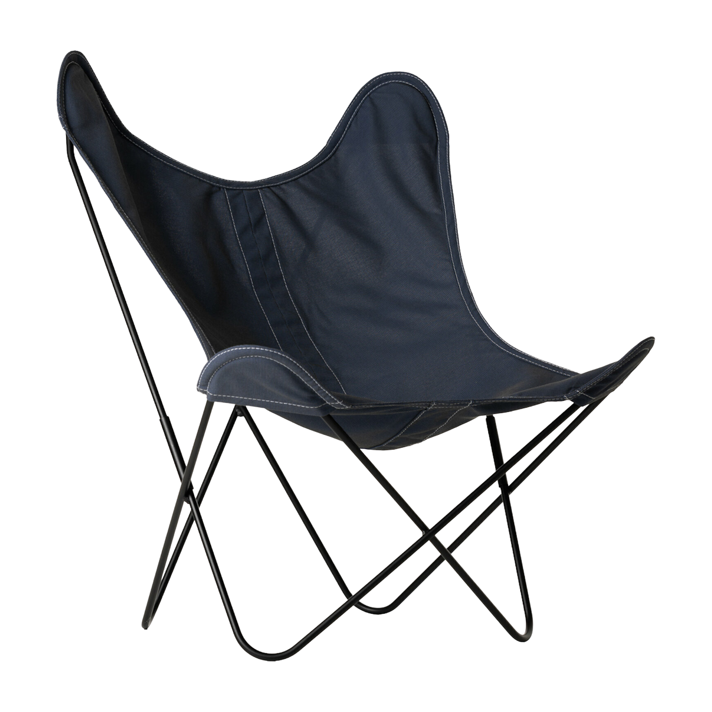 Sillón Batyline azul noche con estructura de acero negro AA - Airborne