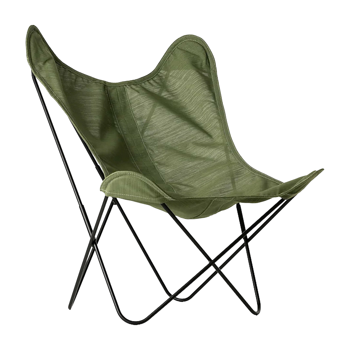 Sillón AA en batyline verde almendra y estructura de acero negro. Airborne