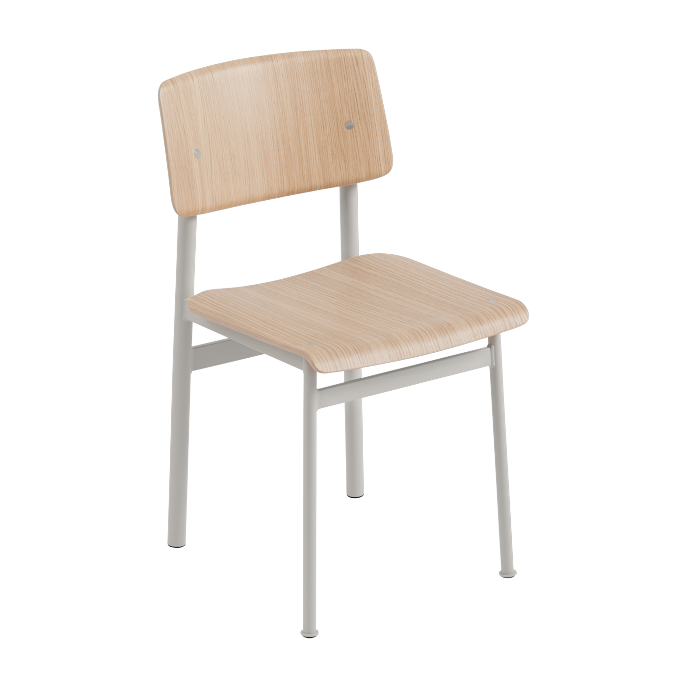Chaise sans accoudoirs grise et bois naturel Loft - Muuto