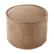 Runder Pouf aus toffeefarbenem Cord 39, 5 x 25 cm - -. Wigiwama