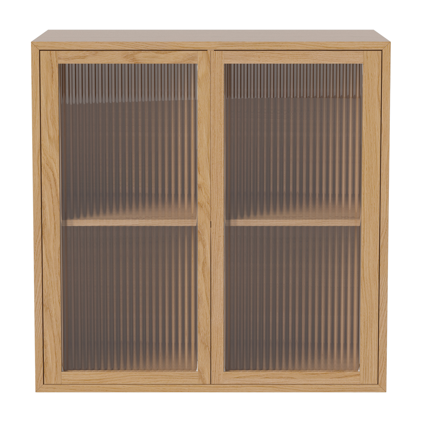 Case storage unit in oiled oak and fluted glass 70 x 35 cm - Bolia