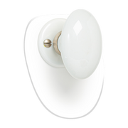 White porcelain single oval knob on rose - Merigous